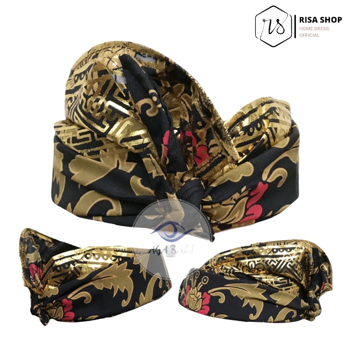 Udeng Bali Batik Hitam Gold Seri .rs