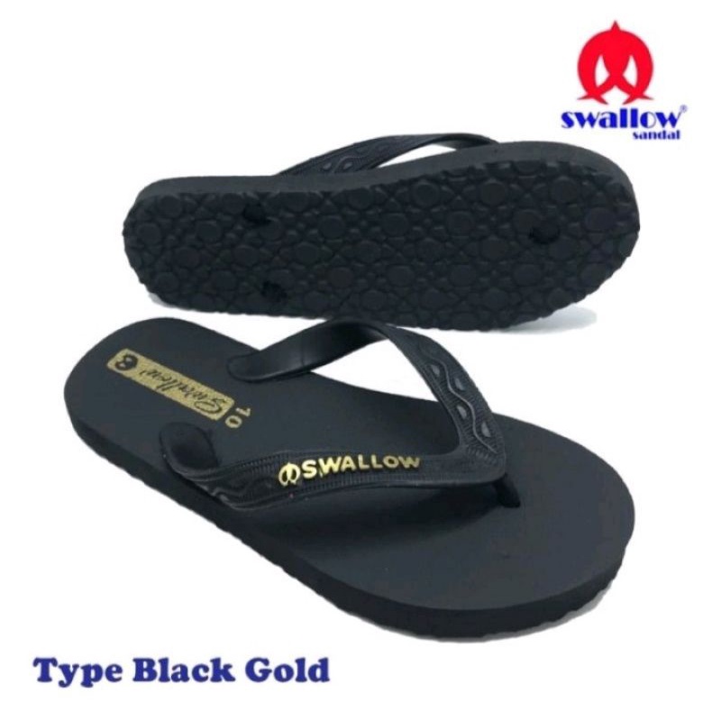Sandal Jepit Swallow Hitam Ukuran 9.5 10 10.5 11Sandal SAVILO BLACK GOLD - Sa Jpit Cowok cewek  SATU