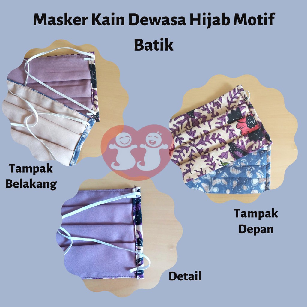 Mask Kain Motif Batik Reusable - Hijab