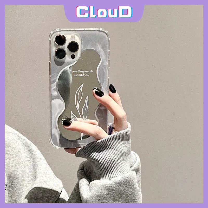 Soft Case TPU Motif Bunga / Bulan / Daun / Cermin Untuk IPhone 11 13 12 Pro Max 7 8 Plus XR X XS Max SE 2020