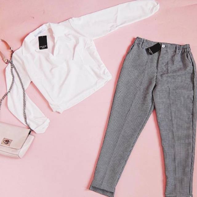 ZARA PANTS KOTAK - KOTAK celana panjang wanita celana casual