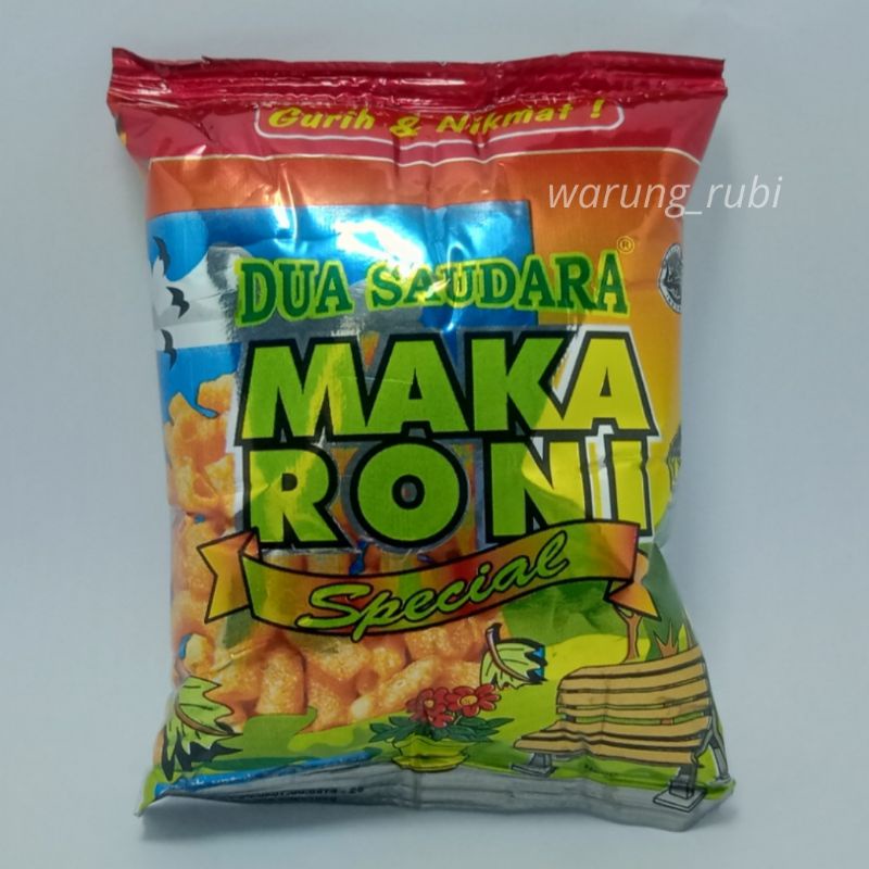 Dua Saudara Makaroni Special rasa Sambal Balado 10 gram, Harga 1pcs. Jajanan Jadul Pedas gurih Makro