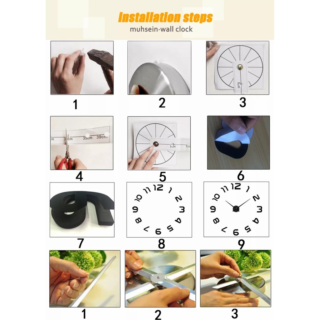 JAM DINDING 3D JAM DIY DEKORASI WALL CLOCK DIY GZ130