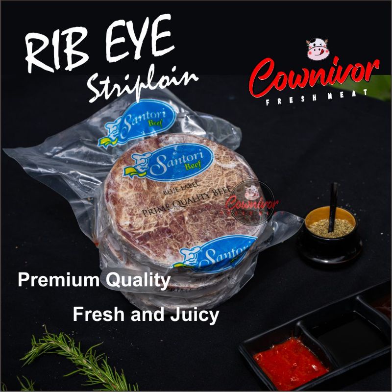 

Santori Blue Label Rib Eye Beef Steak 1 slice 200 gr / 5 slice 1 kg