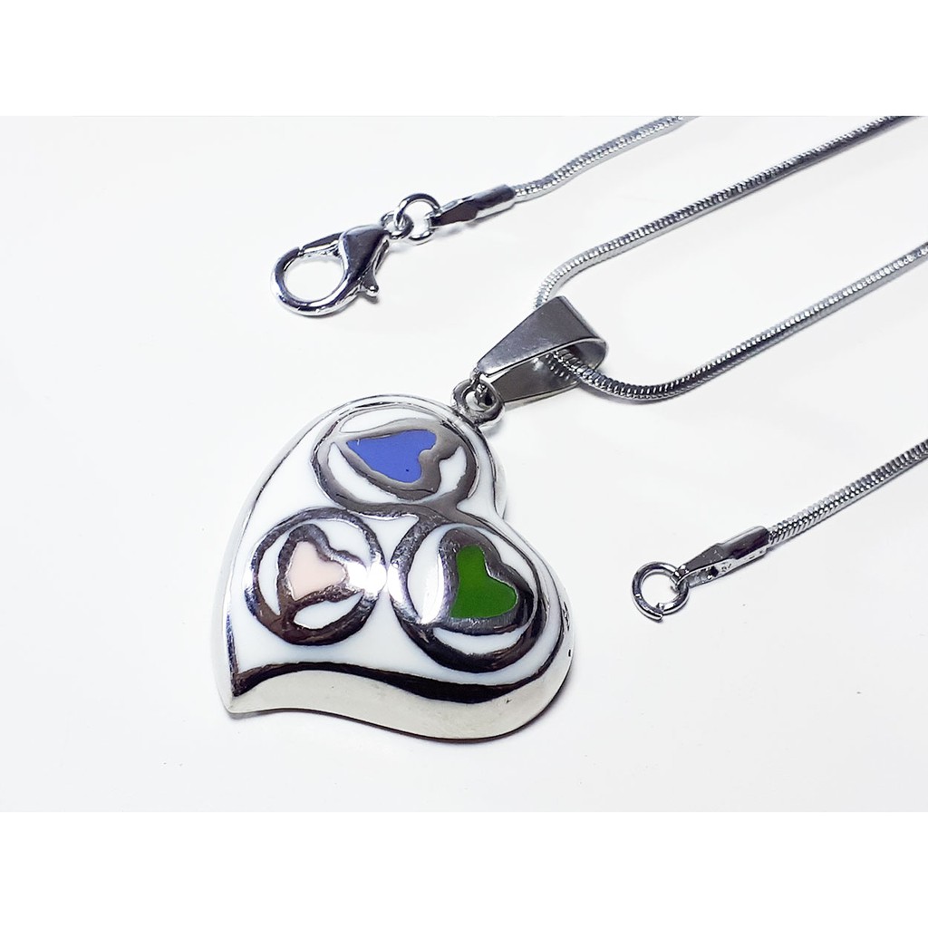 Kalung Liontin Titanium Batu Giok Model Love - VeE Liontin Terapi Kesehatan