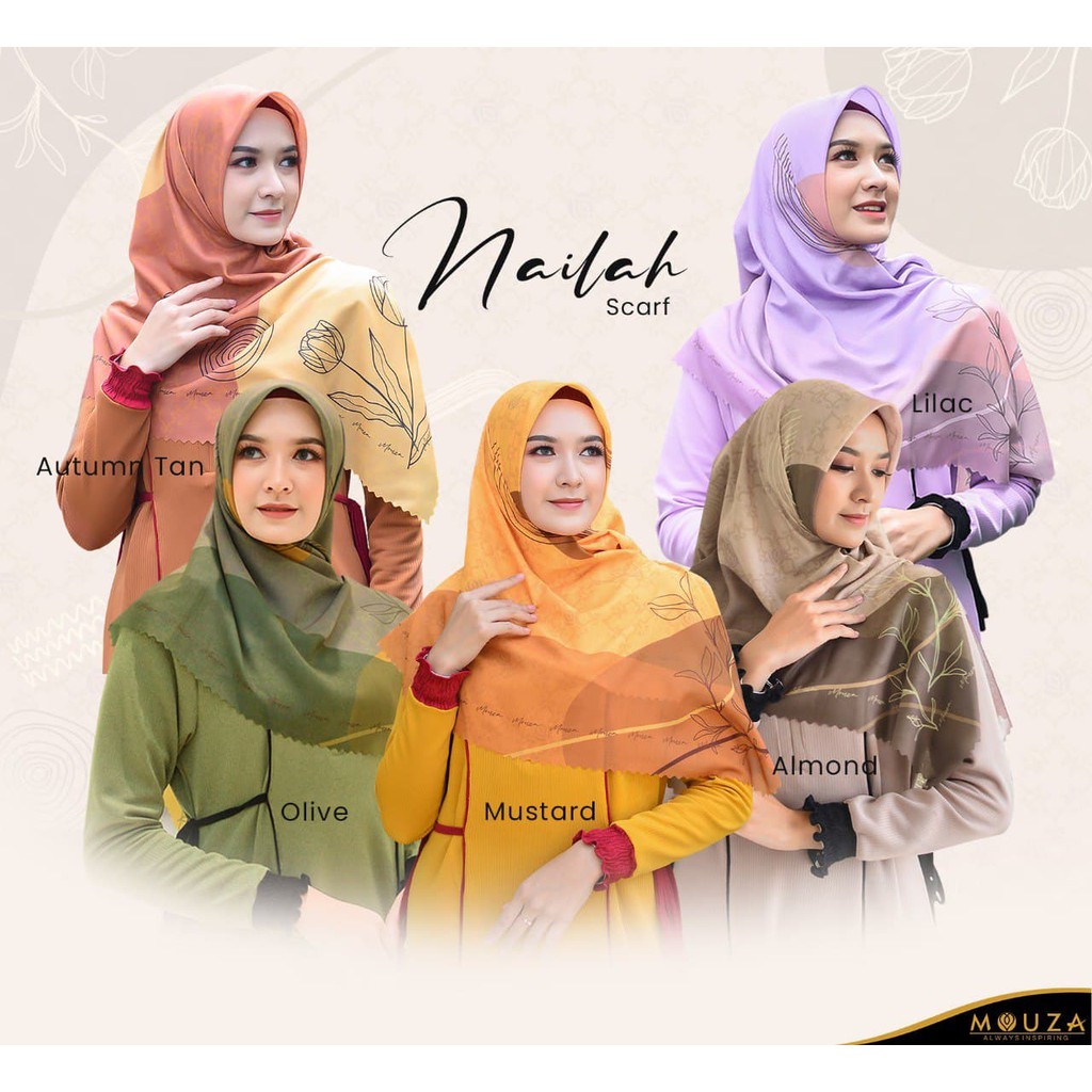 MOUZA Scarf NAILAH Material Kain Voal Tryspan - 120x120 cm