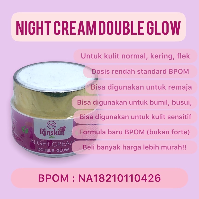 RJNSKIN Night Cream Double Glow Krim Malam Flek Bumil Busui Remaja BPOM