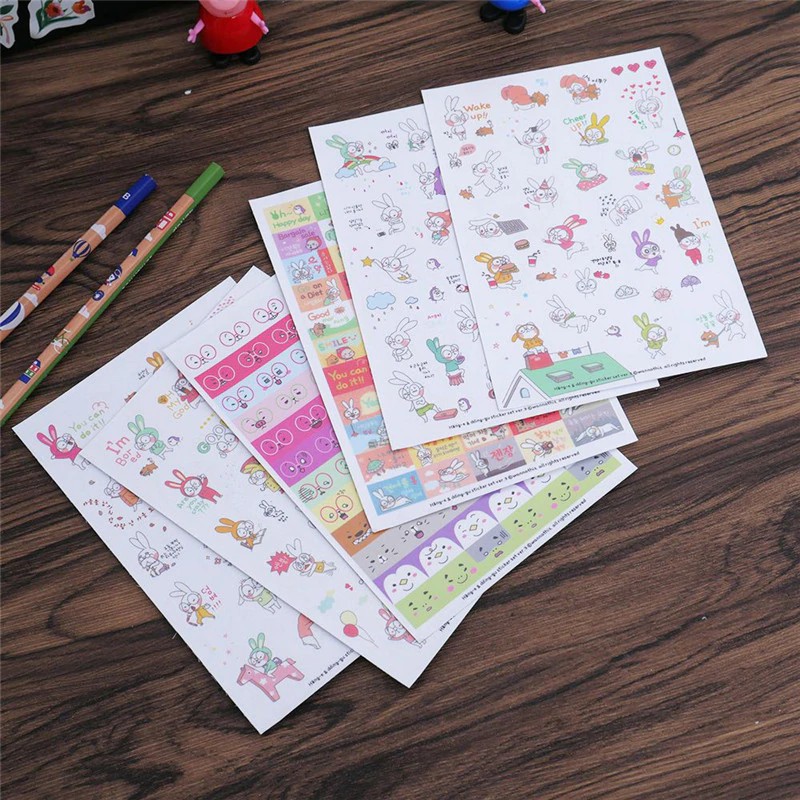 

INDORETAIL | 6 Lembar Stiker Kawaii Lucu Kartun Kacamata PET Stiker Untuk Scrapbook Diary Foto