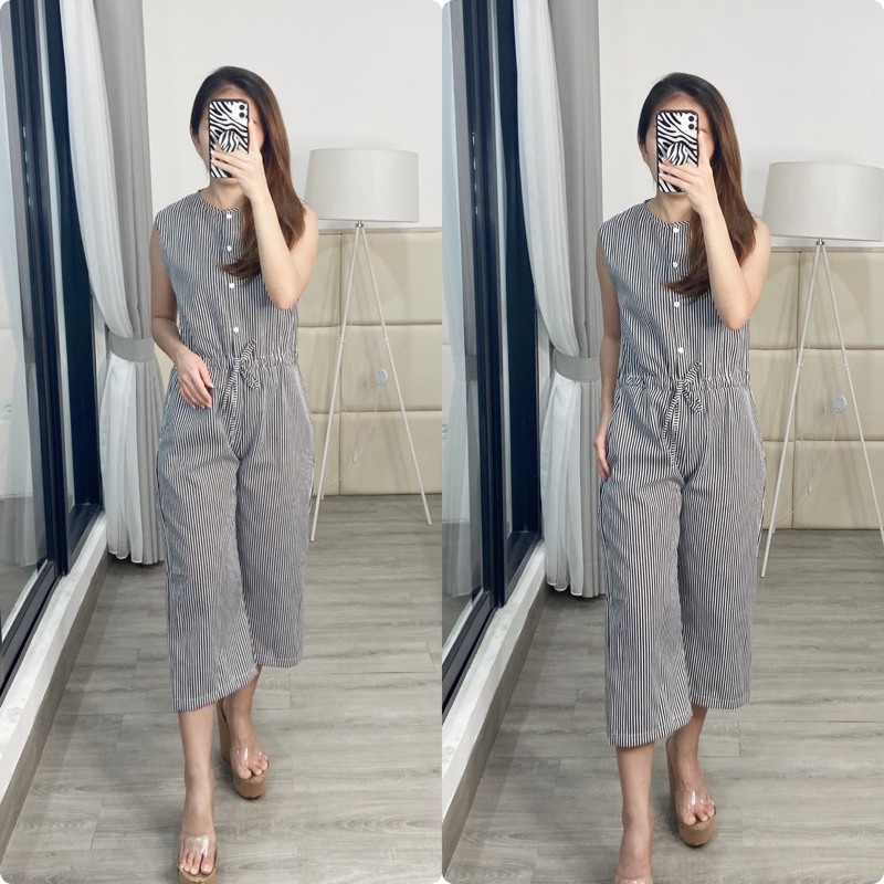 Jumpsuit panjang wanita  jumpsut wanita /jumpsuit strip / K 8-0943