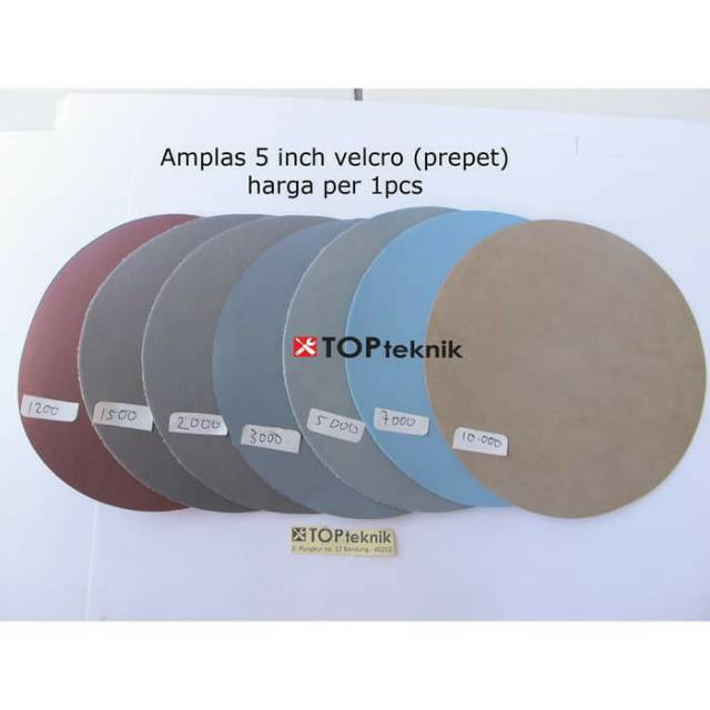 Amplas bulat 5 inch velcro prepet grit 1200 1500 2000  5000 7000