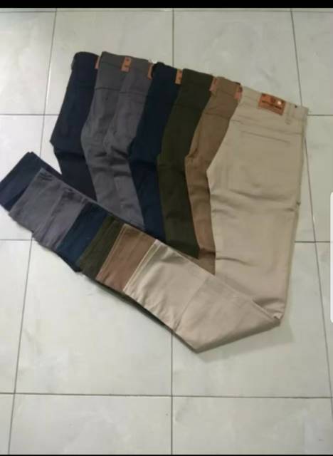 CELANA Pria SLIMFIT Panjang chino KERJA HARIAN HITAM MOCCA ABU GREY KREAM CREAM Sz 27 - 38