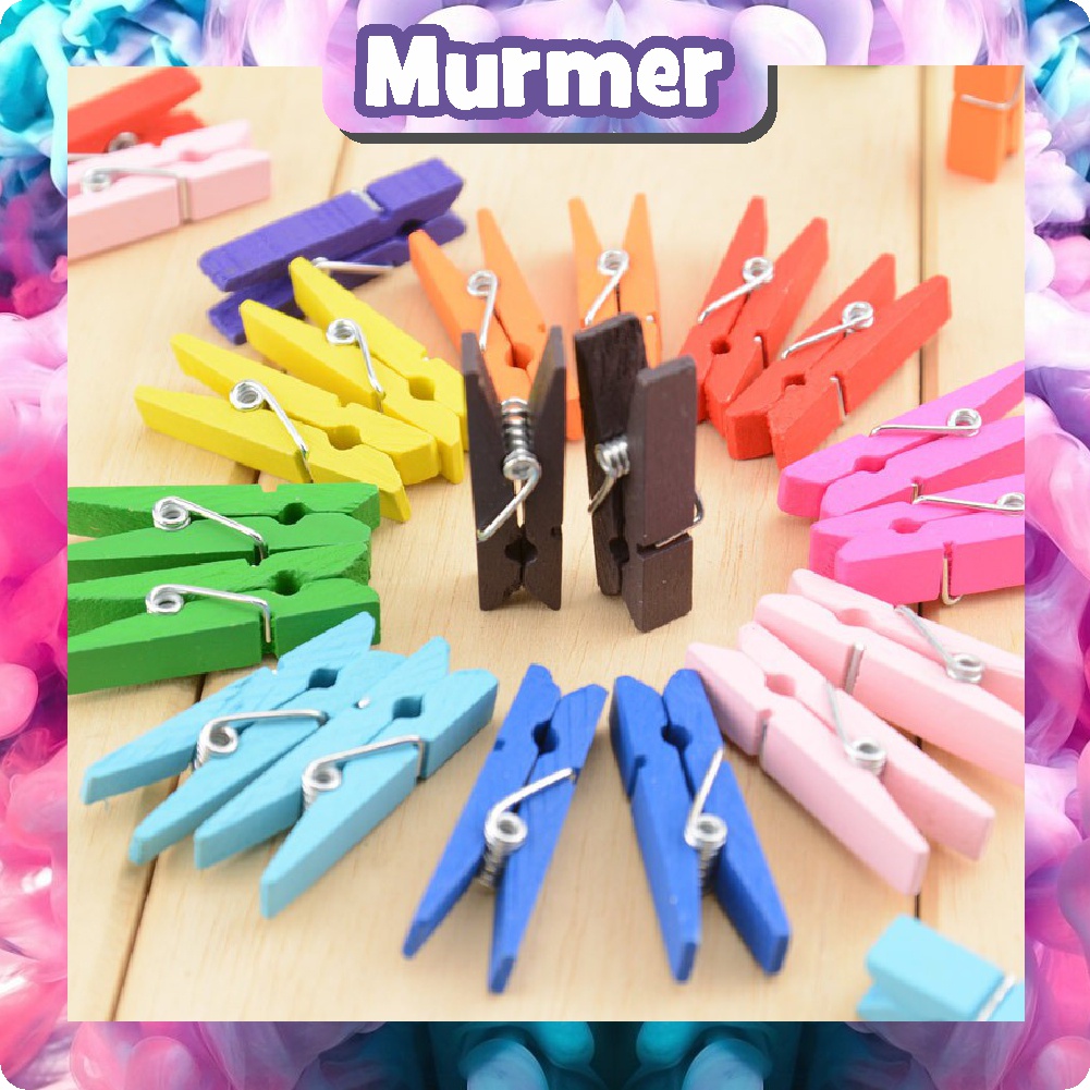 MurmerOfficial R037 Warna Klip Jepit Mini Penjepit Kayu Warni Wooden Clip Foto