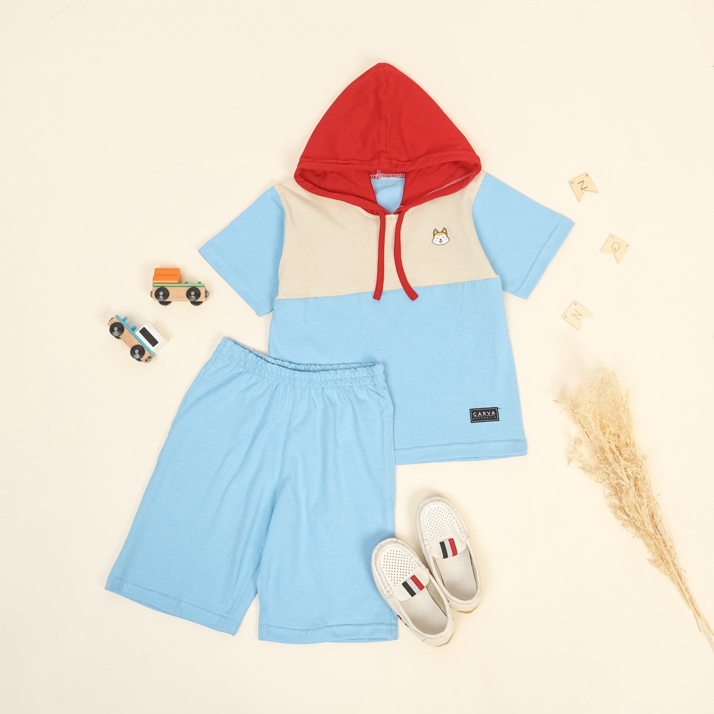 Carva setelan anak laki laki perempuan oneset katun setelan anak kaos rafatar combad 24s realpict