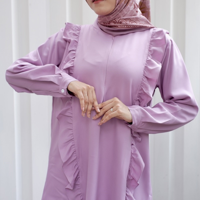 KEMEJA BLOUSE WANITA ATASAN POLOS LILAC MODEL RAFFLE