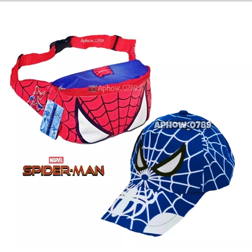 Waist bag anak laki-laki karakter superhero 2in1 - tas + topi