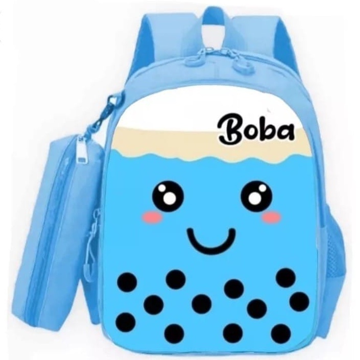 Diobrale -Tas Ransel Anak Sekolah Boba PAUD TK SD Tas Ransel Sekolah Laki Perempuan Premium Karakter Boba Terlaris Terbaru 2022 Backpack Kekiniaan Anak Motif Lucu Terbaru Karakter Boba Murah