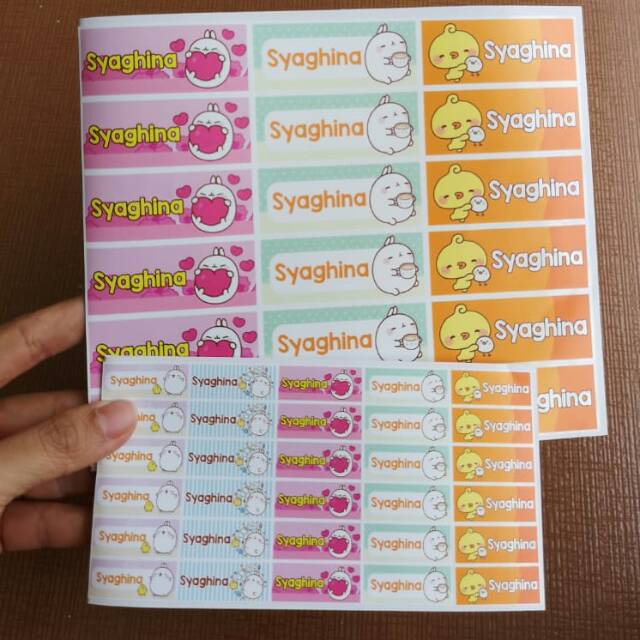 

Label Nama Waterproof 40-90pcs Custom Tema Molang Piu Maru Mix Size Desain Suka-Suka