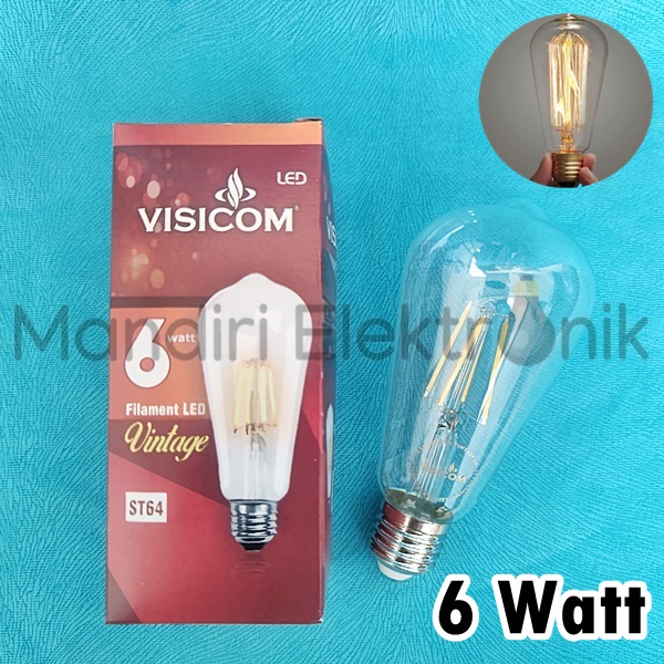 Lampu LED Filament Classic Retro Antik ST64 Kuning Sivicom 6 Watt - Lampu Filamen Cafe Kuning 6 Watt Sivicom ST64