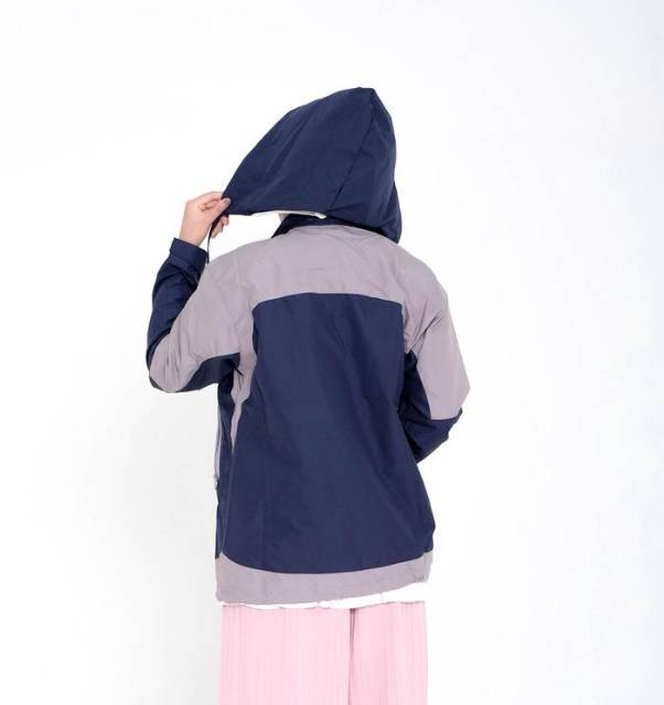 AMZ JACKET Jaket Parasut WANITA Waterproof  Anti Air Angin Jaket Outdoor Gunung Murah Pink navy M XL