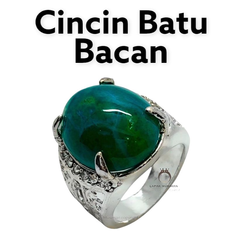 [Bayar di Tempat] Cincin Pria Batu Akik Bacan Asli Natural Big Size Origin Indonesia