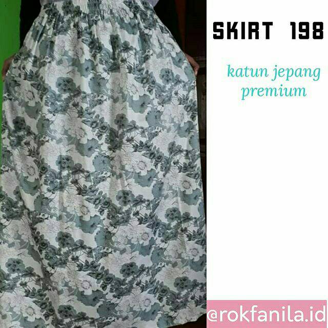 Rok Panjang Muslimah Katun Jepang Premium Ori Motif Bunga Soft Cantik_Skirt 198 Rokfanila