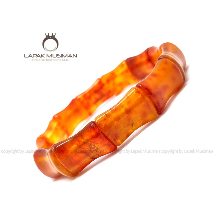 [Bayar di Tempat] Gelang Pria Wanita Batu Fosil Amber Natural Model Bambu
