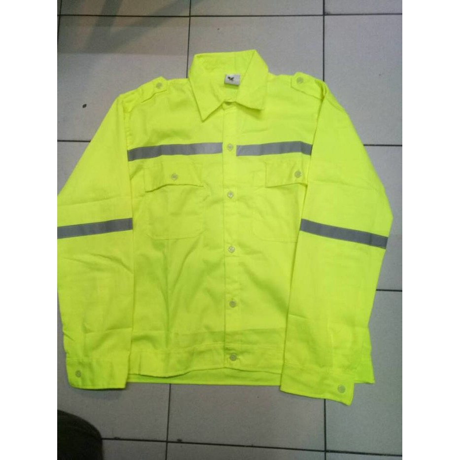 

baju seragam safety Hijau Stabilo Ready Stock
