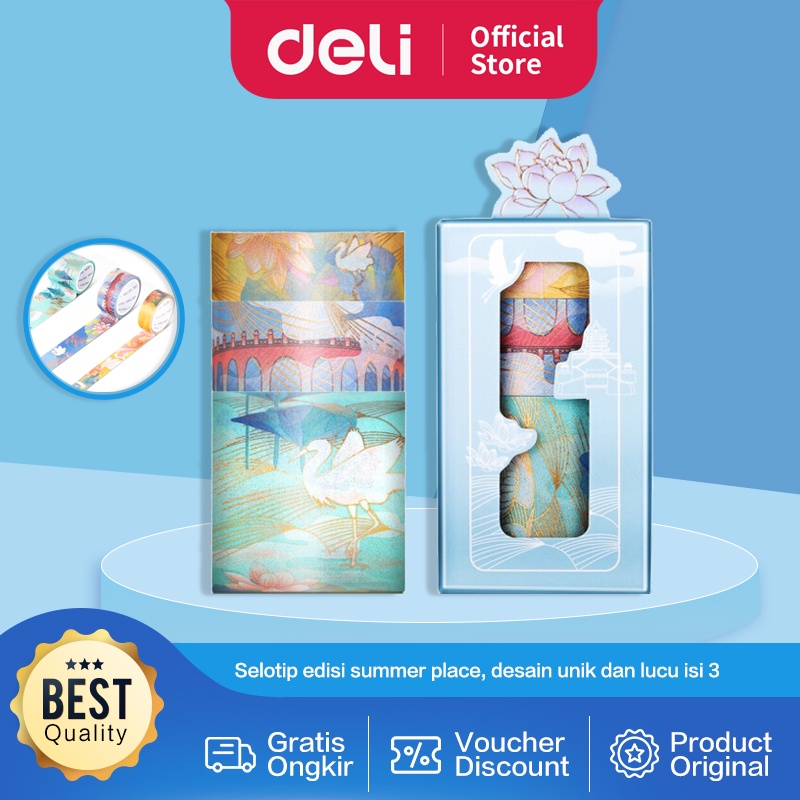 

Deli Washi Tape / Tape Lucu edisi Summer Palace 5 meter isi 3 HZ045