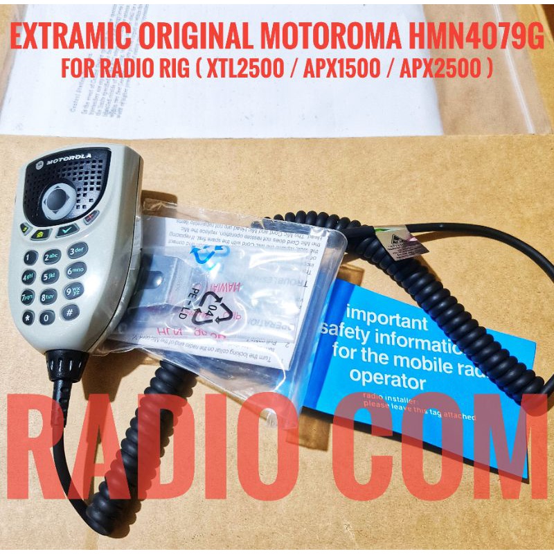 EXTRAMIC RADIO RIG MOTOROLA XTL 2500 APX2500 ORI HMN4079G PTT MICROPHONE RADIO MOTOROLA XTL 2500 XTL1500 APX2500 ORIGINAL