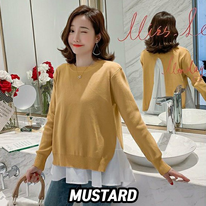 KARAKOREA 9000 Yura Knit and Blouse Set/Blouse Wanita Korea/kemeja wanita casual