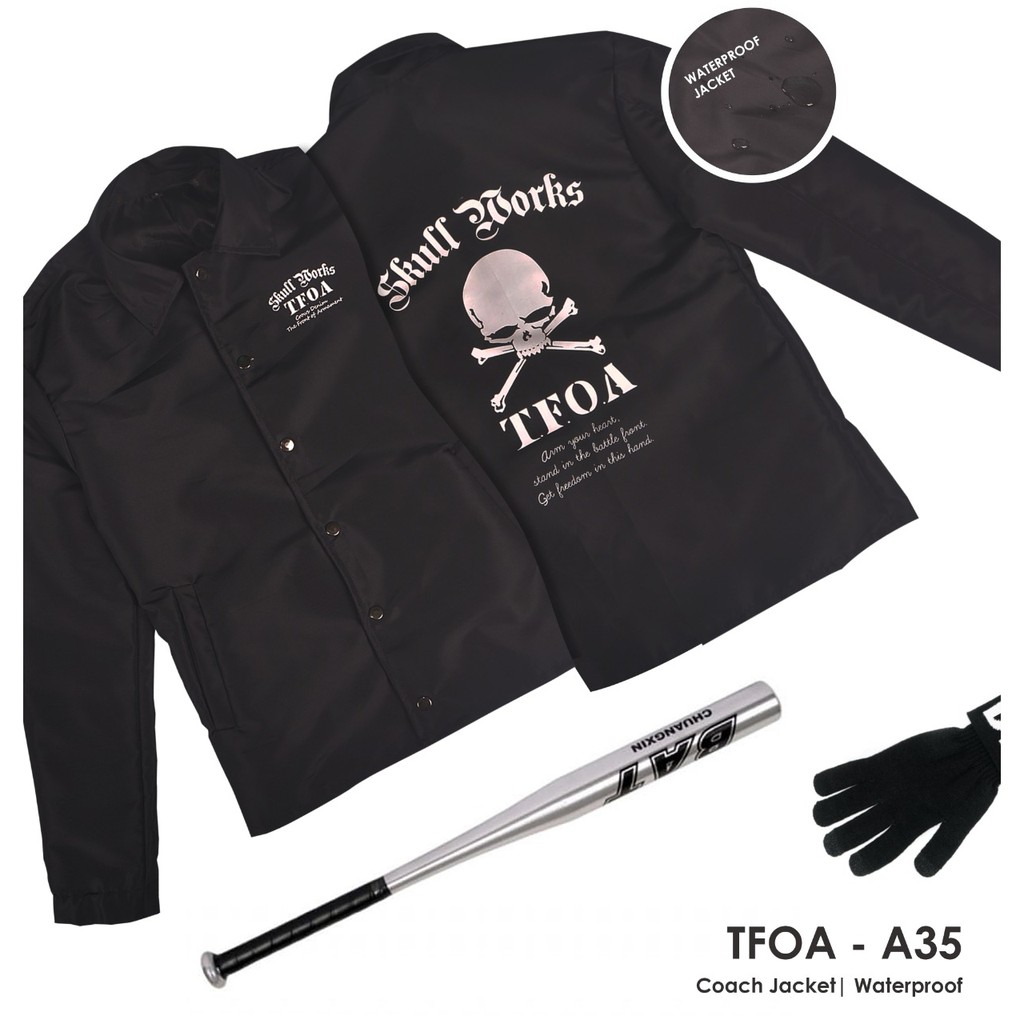 Jaket Pria, Jaket Crows Zero, Jaket TFOA Coach Jacket Skull Works, A-35