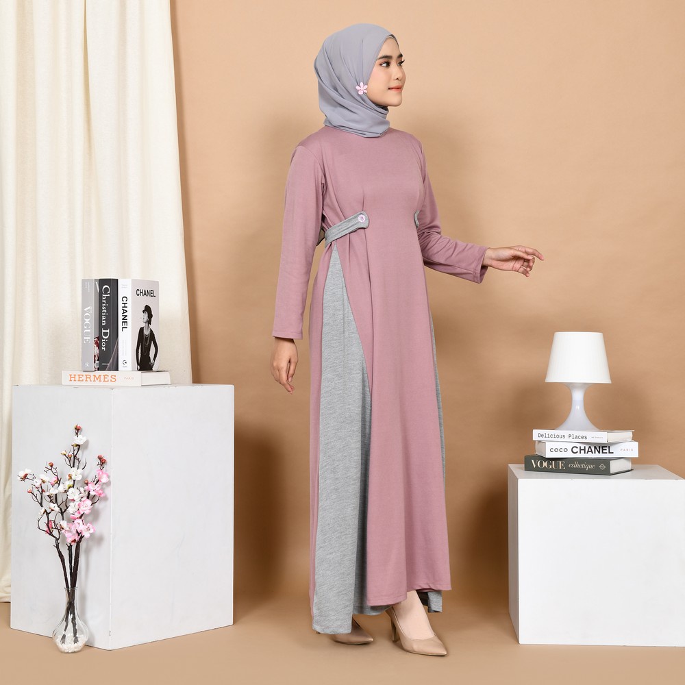 Mybamus Alessa Side Rope Dress Taro M14847 R13S6 - Gamis Muslim-2