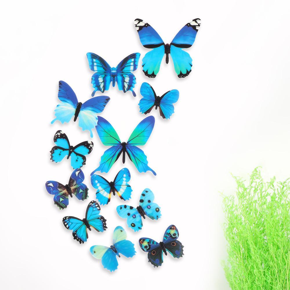 Top 12PCS/Set Butterly Stiker Dinding DIY Dekorasi Rumah Sayap Lipat PVC Mural