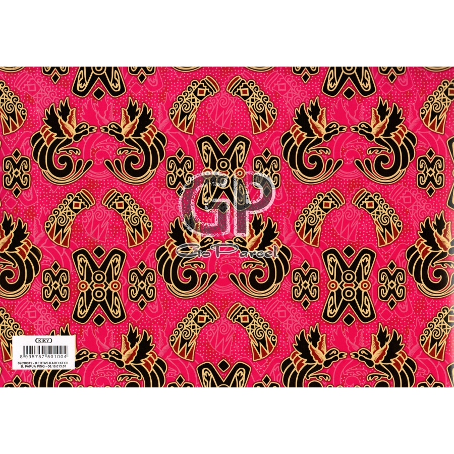 ( 5 Lembar ) KERTAS KADO KIKY BATIK SINGER WARNA WARNI SUMATRA TRIBAL ORNAMEN KIKY - GIFT WRAP PAPER SHINNY MENGKILAP GLOSSY