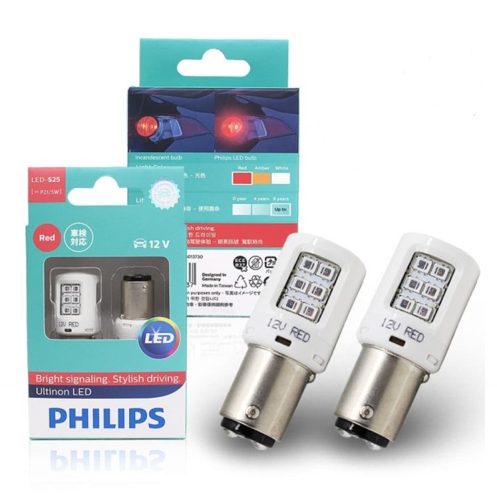 Philips Vision LED S25 P215W 12V Lampu Rem Merah Motor Mobil