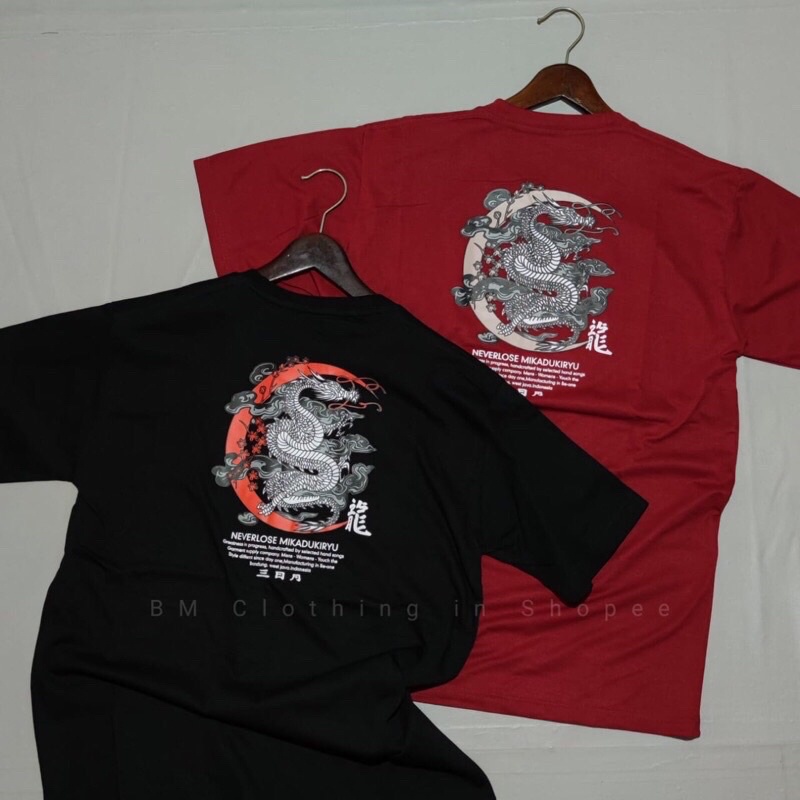 BAJU KAOS T SHIRT ATASAN DISTRO PRIA WANITA COWOK CEWEK GAMBAR NAGA JEPANG JAPAN CINA CHINA KEREN