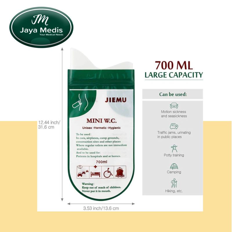 Kantung pipis - pispot Travel urinal bag Portable 1pcs