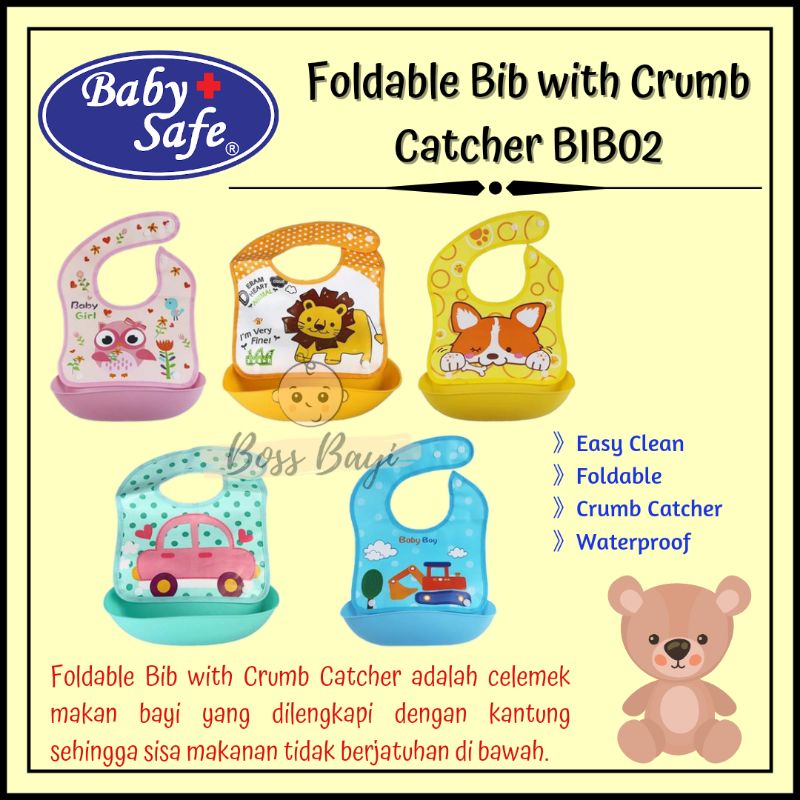 BABY SAFE Foldable Bib with Crumb Catcher BIB02 Celemek Makan Bayi dengan Kantong Tatakan