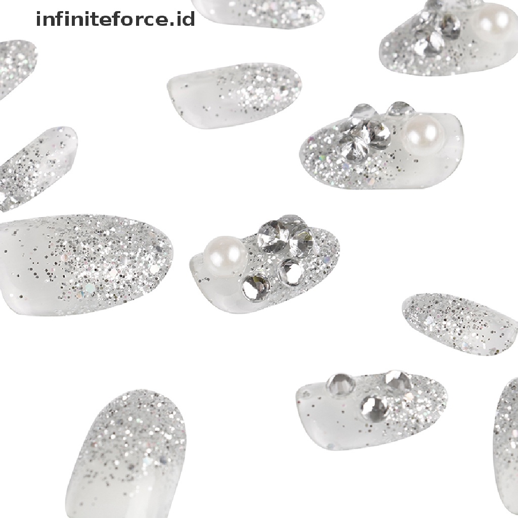 Infiniteforce.id 24pcs / Set Kuku Palsu Full Cover 3d Diy Untuk Pengantin Wanita