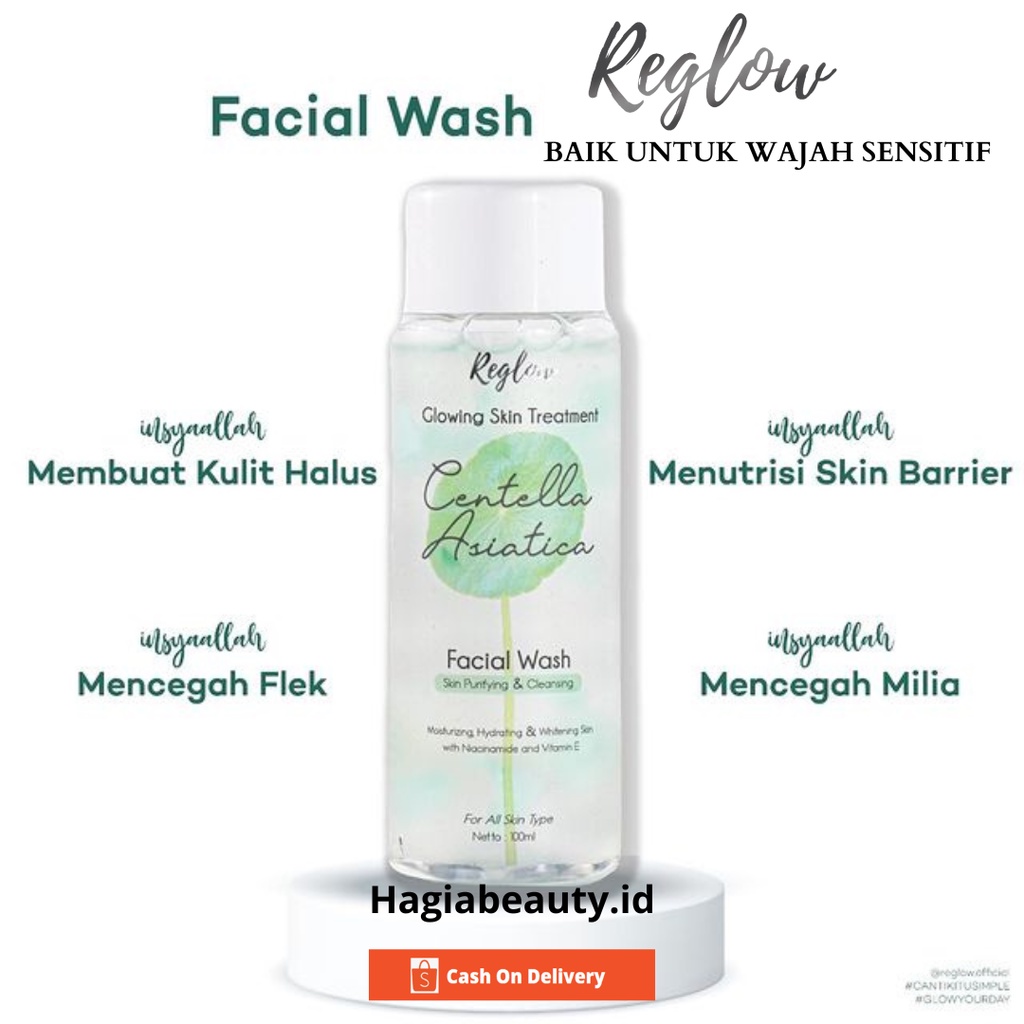 AGEN RESMI - REGLOW SKIN TREATMENT CENTELLA ASIACTICA FACIAL WASH UNTUK  KULIT BERMINYAK - REGLOW SKINCARE ORIGINAL untuk kulit sensitif