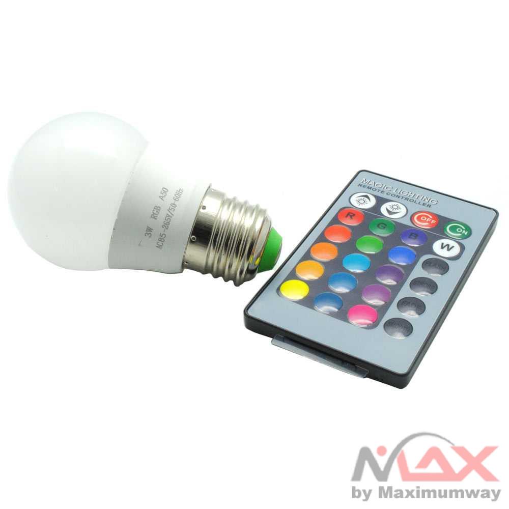 Lampu Bohlam RGB + Remote dengan Remot Control E27 3W kontrol lampu dekorasi hias rumah multi warna