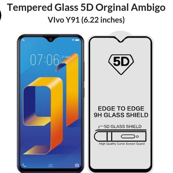 Tempered Glass Full Vivo Y01 Y02 Y1s Y91 Y93 Y95 Y91C Full Lem Glue Screenguard Antigores Kaca Temperglass