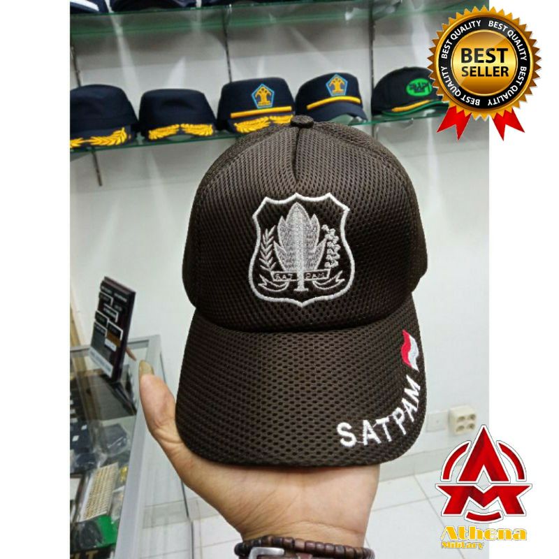 Topi satpam jaring list satpam bendera