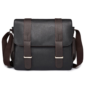 Tas Selempang Pria Bahan Kulit Leather Messenger Bag - M2642 - Black