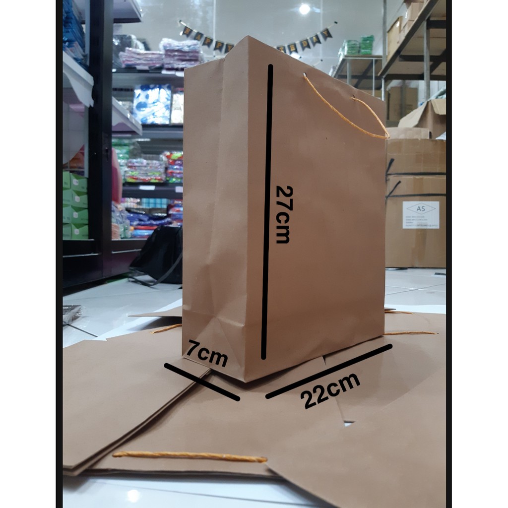 

PAPERBAG COKELAT CRAFT LINER 150GR (TANGGUNG) Ukuran 27x22x7 PAPERBAG POLOS