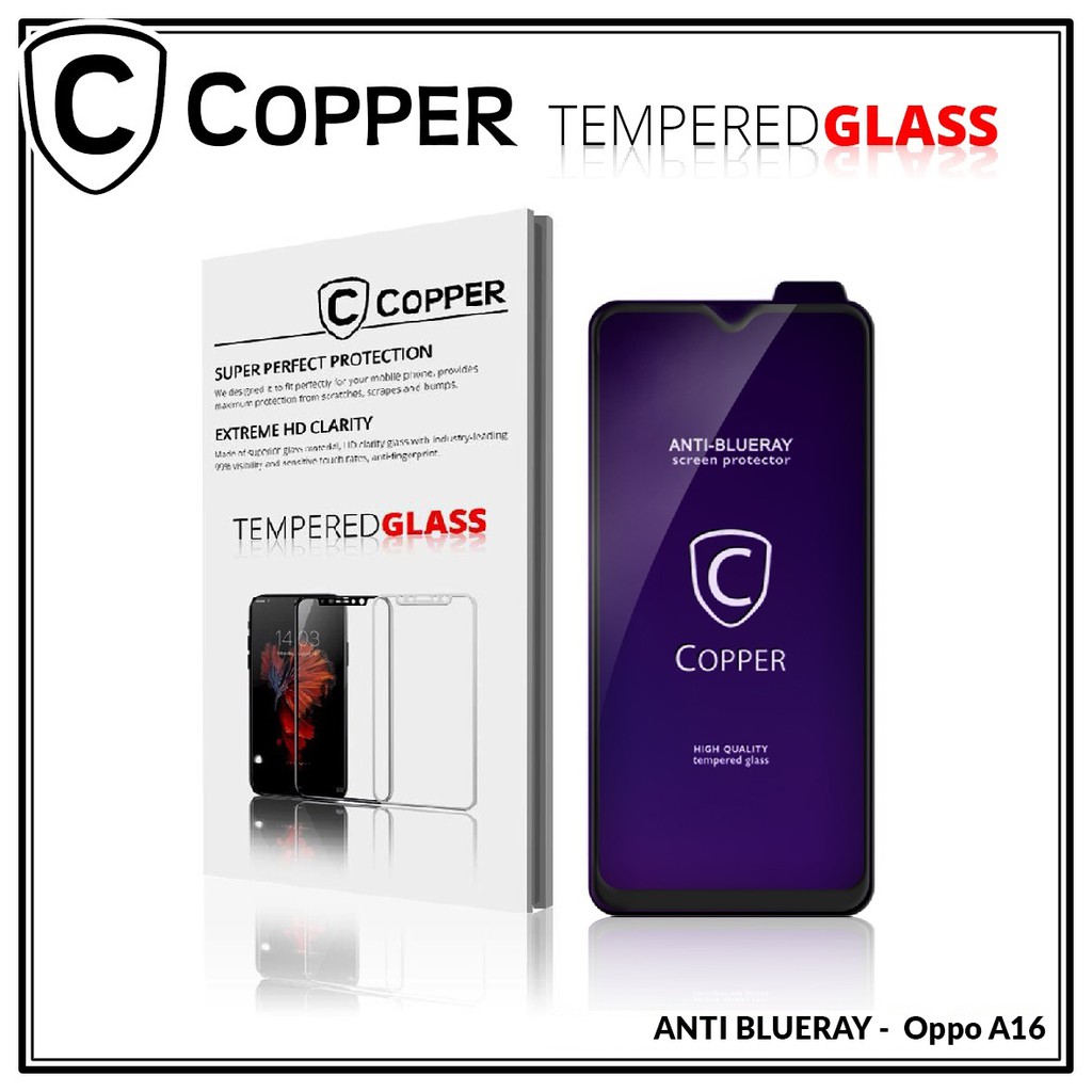 Oppo A16 - COPPER Tempered Glass Anti-Blueray (Full Glue)