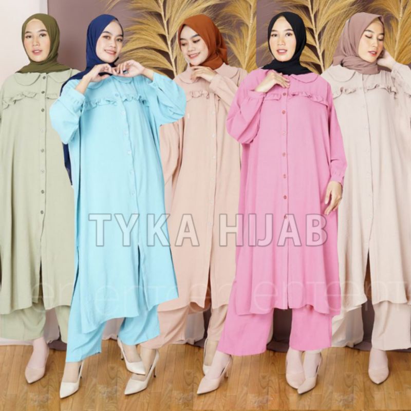 Oneset Tunik LD 136 XXXL Itzy Maretta Set Ori Enter Polos Setelan Wanita Rayon One Set Super Extra J