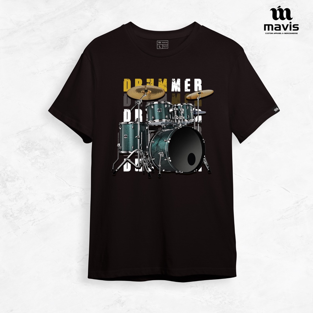 KAOS PRIA DRUMMER - TSHIRT DRUM SET - KAOS MUSIK LENGAN PENDEK COTTON COMBED 30S / MAVIS APPAREL
