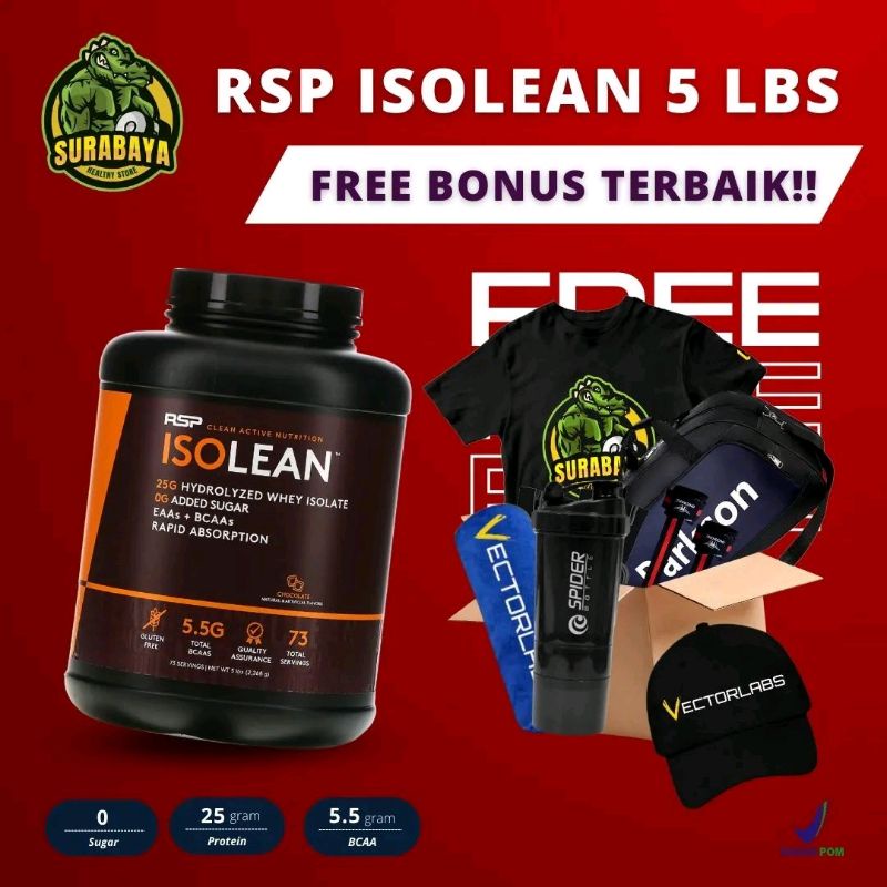 RSP ISOLEAN 5 LBS BPOM HYDROLYZED WHEY PROTEIN ISO LEAN ISOLATE 5LBS 5 LB 5LB NON NITROTECH DYMATIZE