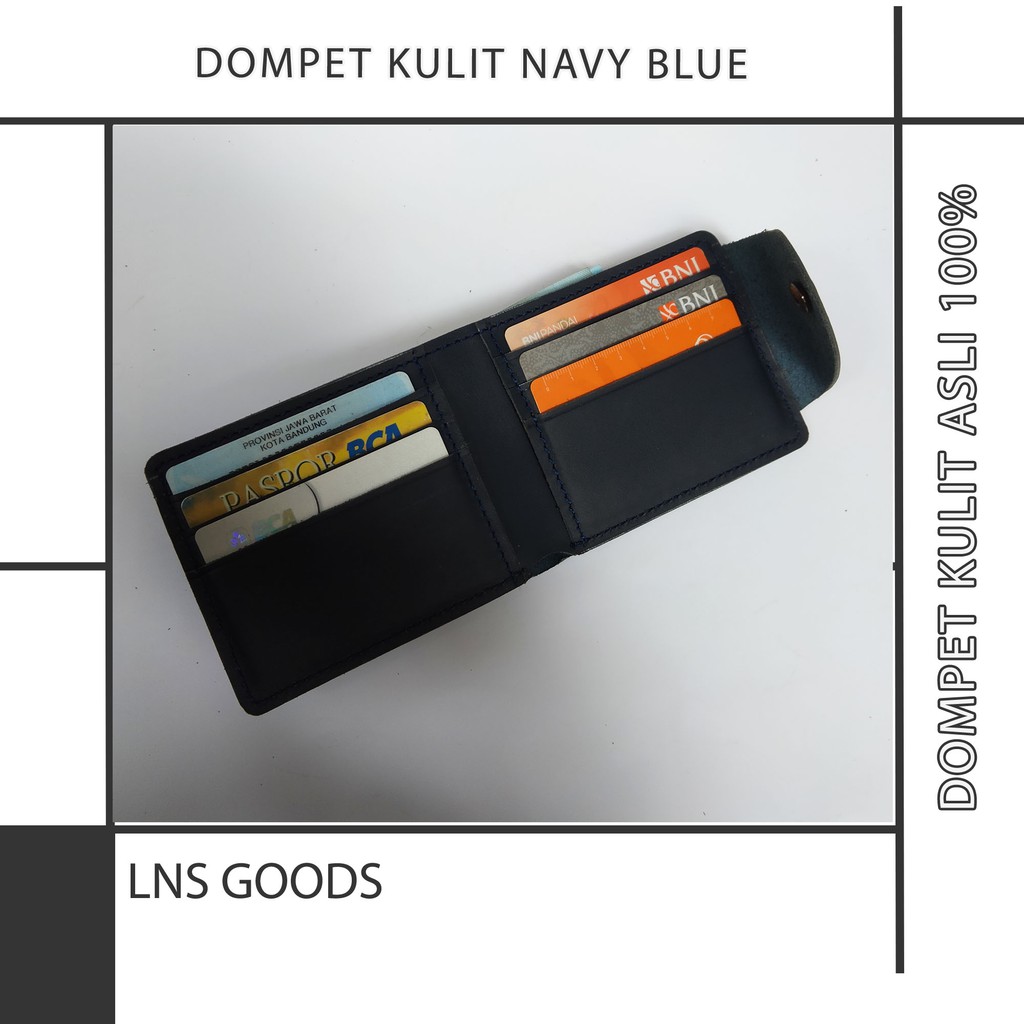 DOMPET LIPAT DOMPET KULIT PRIA 3FOLD biru dongker